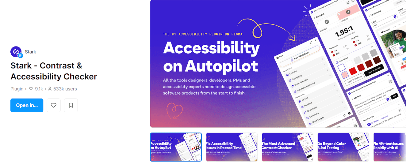 screenshot of accessibility plugins, Stark