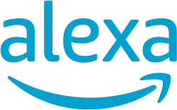 The Alexa logo features the name "Alexa" in lowercase letters, written in light blue
