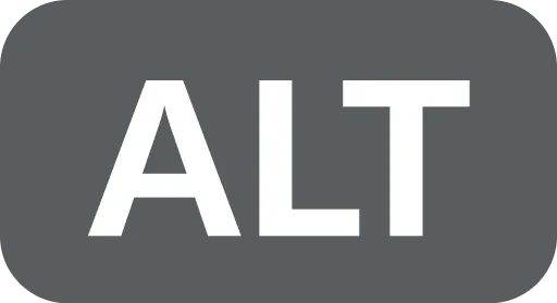Logo of Alternative Text, dark background with white alt text