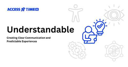 illustration about people icon and on lightbulb, with text "Understandable", "Creating clear communication and predictable experience"