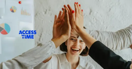 A high five of successful accomplishment