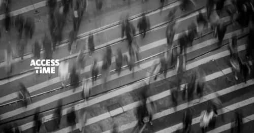 A crowd of people, blur, monochome colors